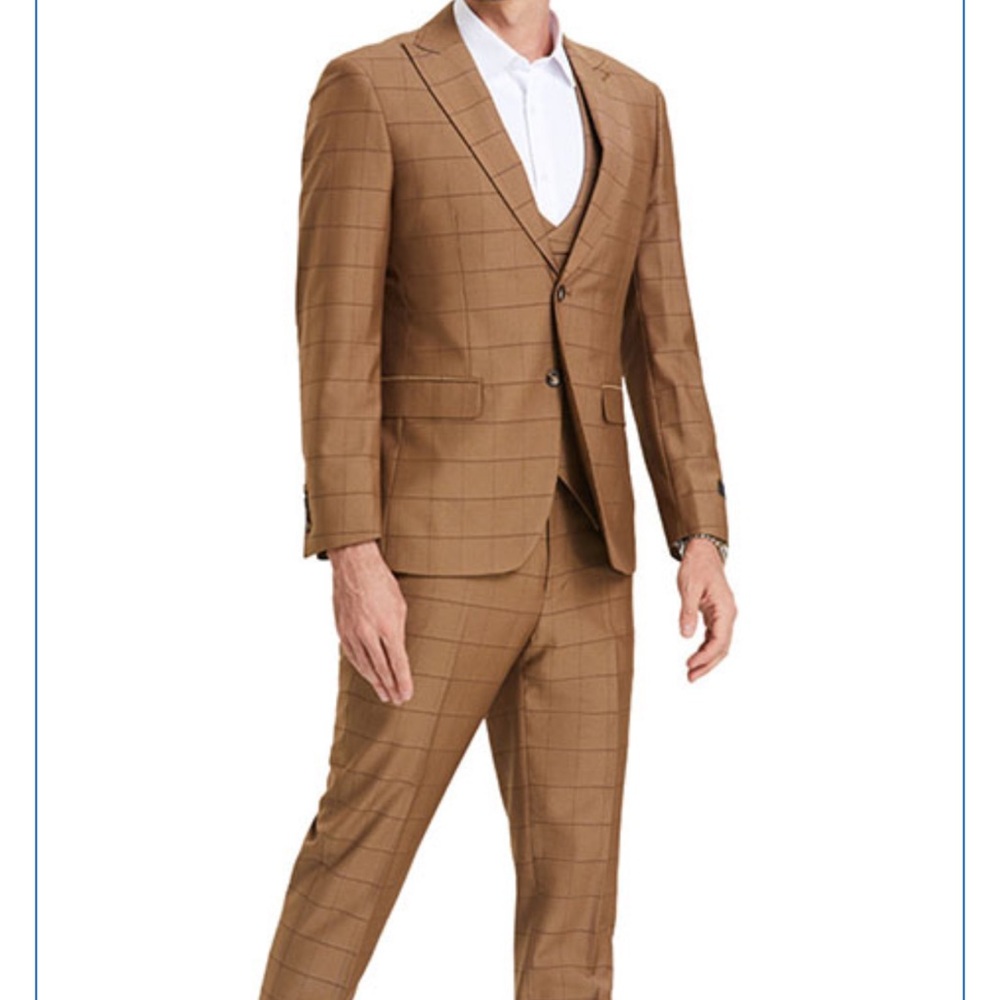 Tan Regular-Fit Suit with Notched Lapels